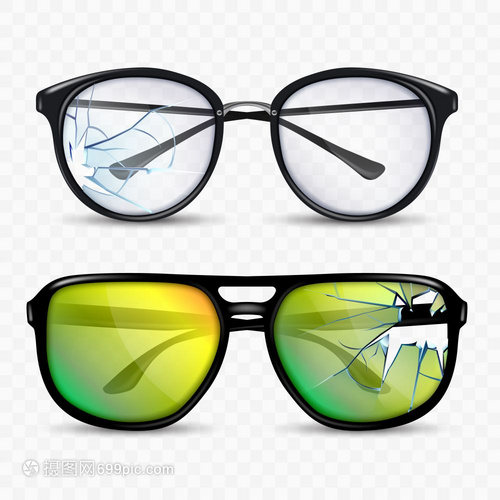 破損眼鏡三維插圖